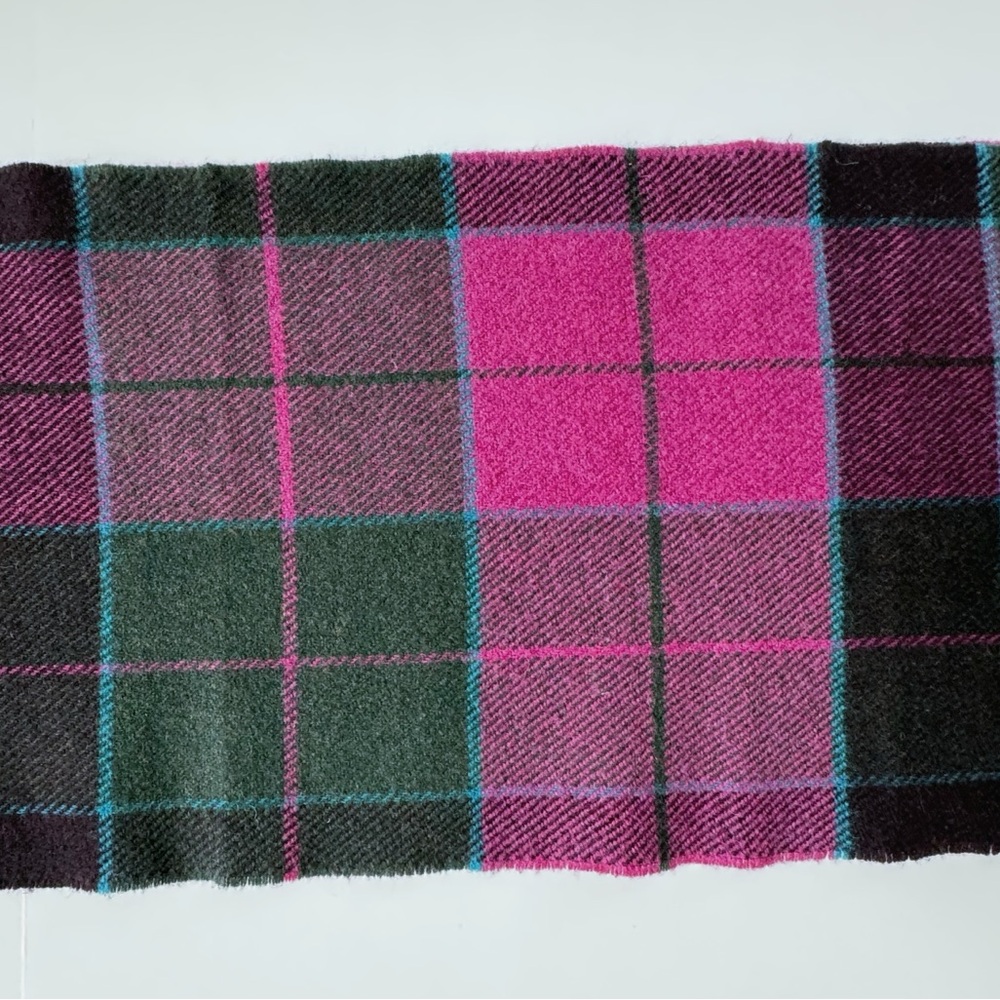 Foxford Irish Lambswool Scarf in Carrigan Purple Plaid - Picture 5 of 7